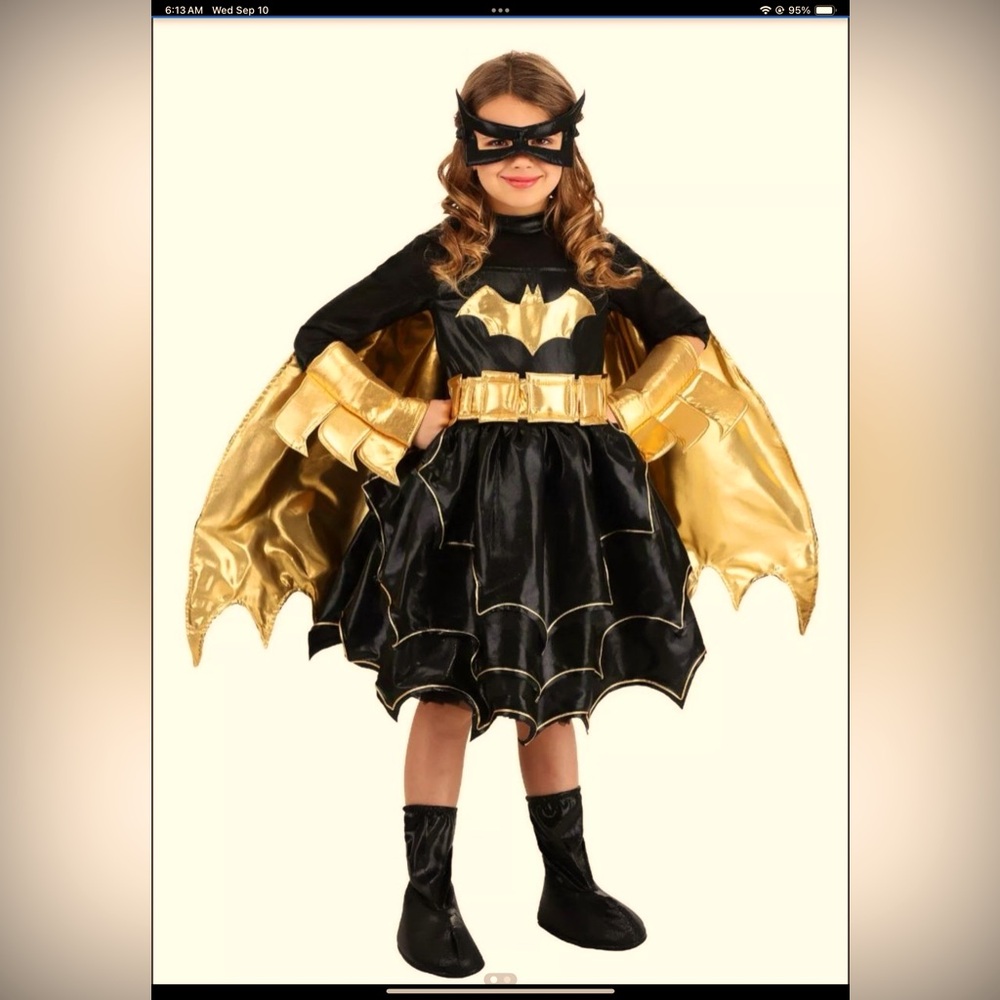 Kids Superhero Costume - Black Gold Deluxe DC Comics Batgirl Costume Small NW
